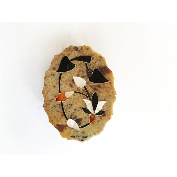 Inlaid Mother of Pearl Stone Small Trinket Box - Picture 1 of 5